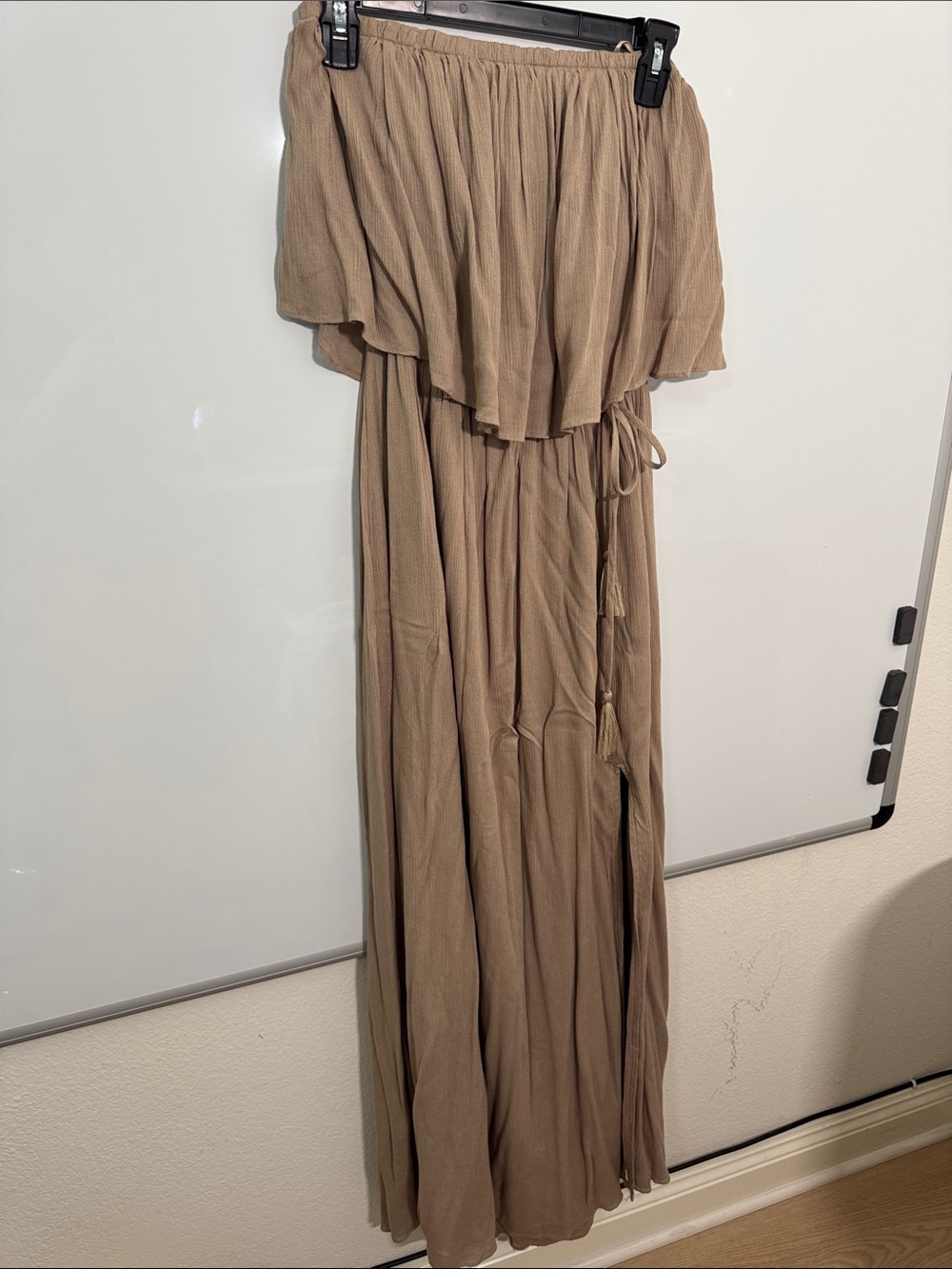 Mustard Seed One-Shoulder Maxi Dress in Taupe